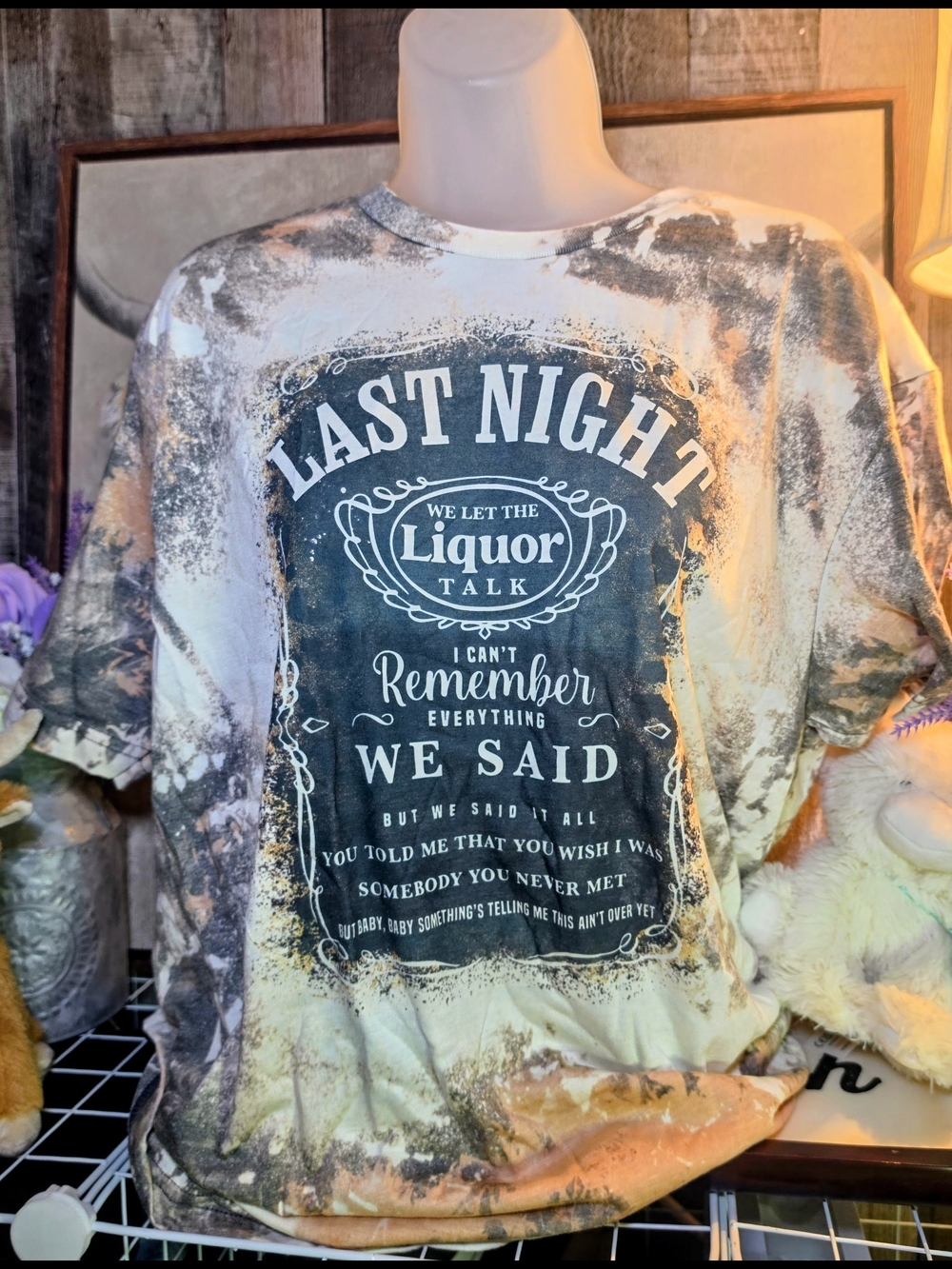 Last Night Graphic Tee - Cream Tie-Dye -